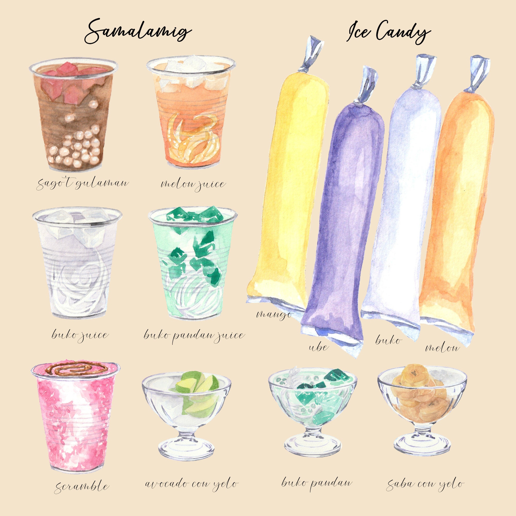 Filipino Iced Desserts and Cold Drinks Digital Clip Art in PNG Format ...