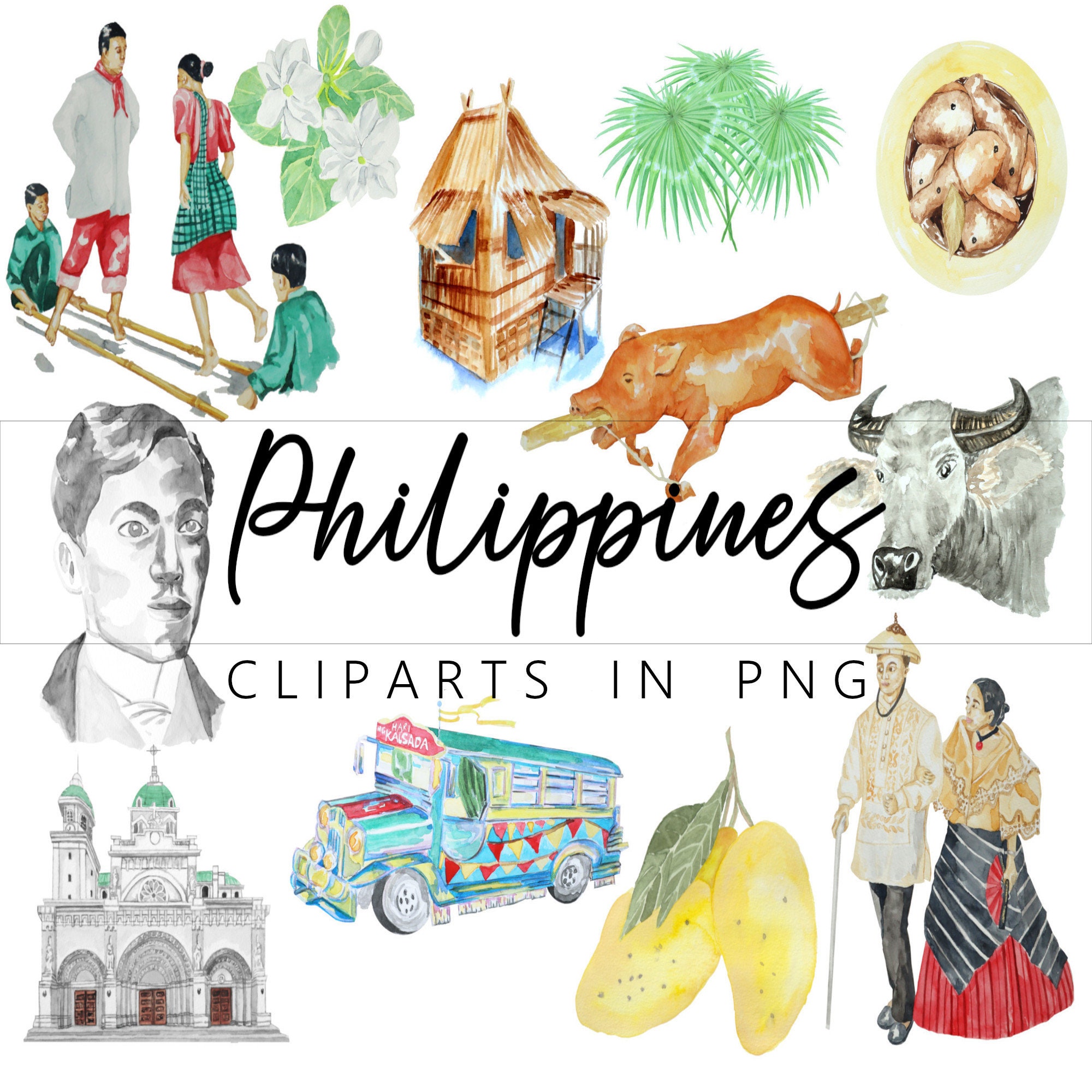 12 Philippines Filipino Clip Art Bundle in PNG Format - Etsy