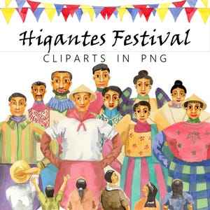 Higantes Festival Aquarell Clip Arts im PNG Format.