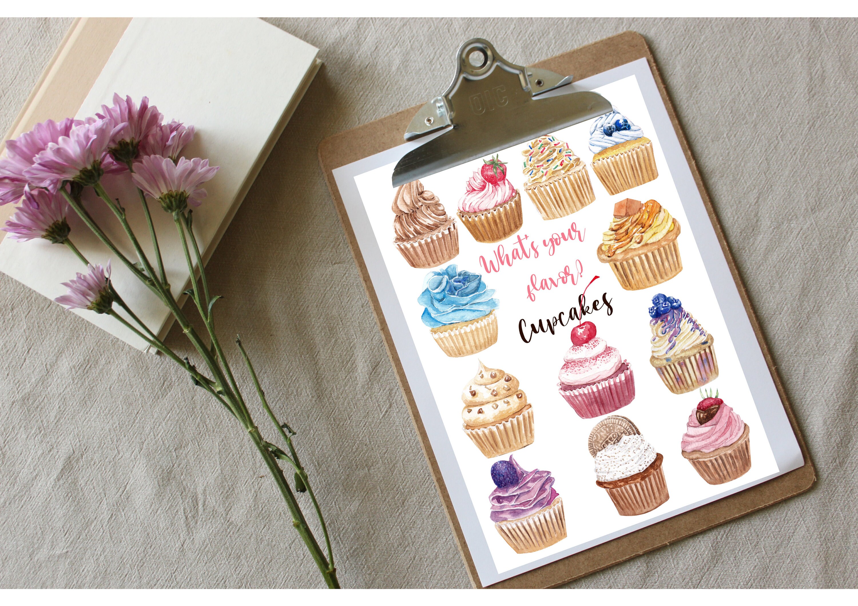 12 Watercolor Cupcakes in PNG Clip Art, Food Art, Instant Download ...
