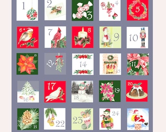 Complete Advent Calendar Clip Art Tags Bundle in JPG format.