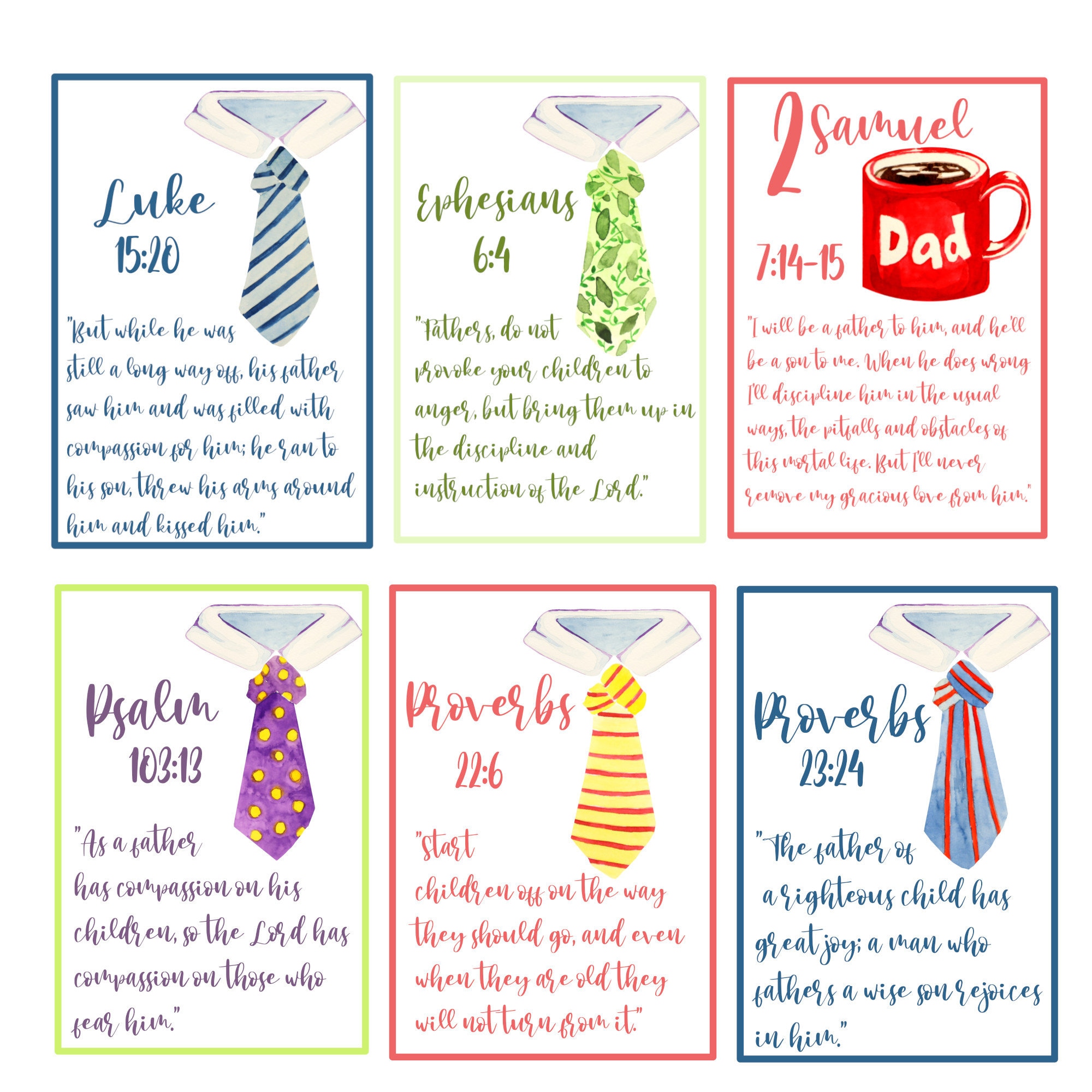 6 Father’s Day Bible Verse Clip Art Bundle in PNG, JPG and PDF format