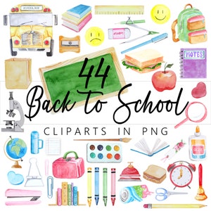 44 Aquarelle Rentrée des classes/ Fête des enseignants/ Papeterie PNG Image clipart ! Téléchargement instantané
