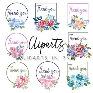 Lot de 8 images clipart Merci au format PNG