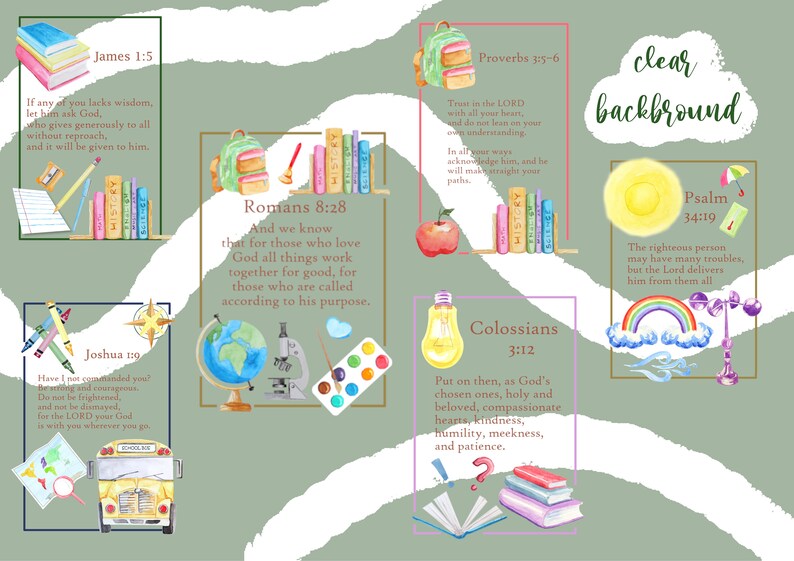 6 Bible Verses for Back to School Clip Art Bundle - Etsy