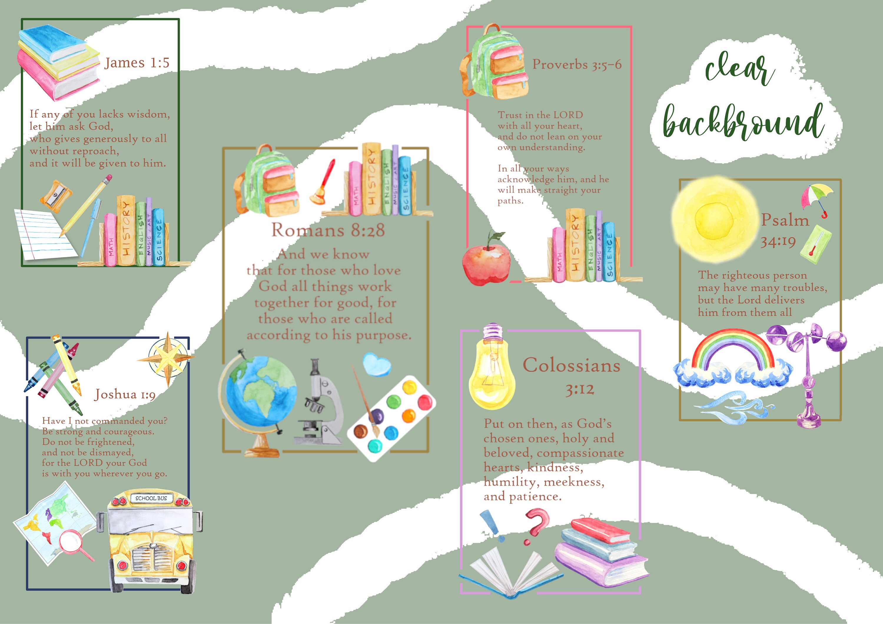 6 Bible Verses for Back to School Clip Art Bundle - Etsy