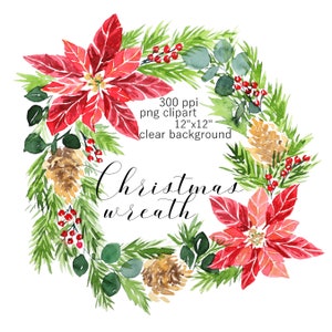Couronne de Noël PNG clipart à l'aquarelle