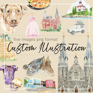 5 aangepaste illustratie in aquarel 300 ppi png pdf- of jpg-clipartformaat