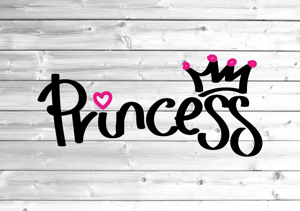 Princess SVG Cut File Hand Lettered Cursive Text Etsy