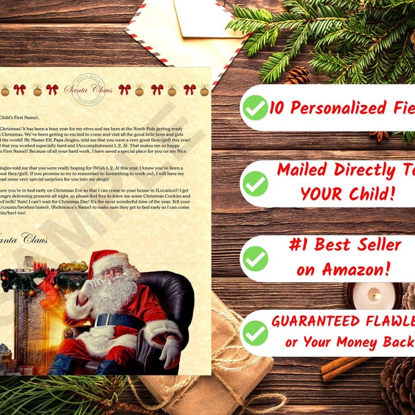 Personalized Christmas Letter From Santa Claus - 10 Custom Fields Mailed Directly To Your Child From the North Pole