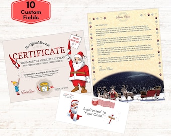Personalized Christmas Letter and Nice List Certificate from Santa Claus - Custom Letter & Certificate Mailed to Your Child from North Pole