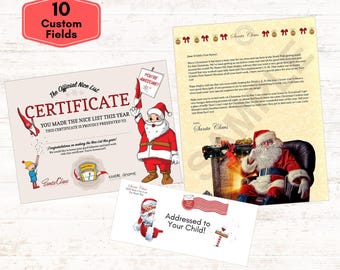 Personalized Christmas Letter and Nice List Certificate from Santa Claus - Custom Letter & Certificate Mailed to Your Child from North Pole