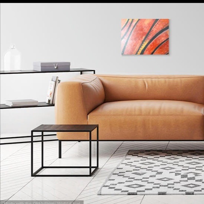 Orange Wall Art Abstract Art Orange Canvas Painting Etsy