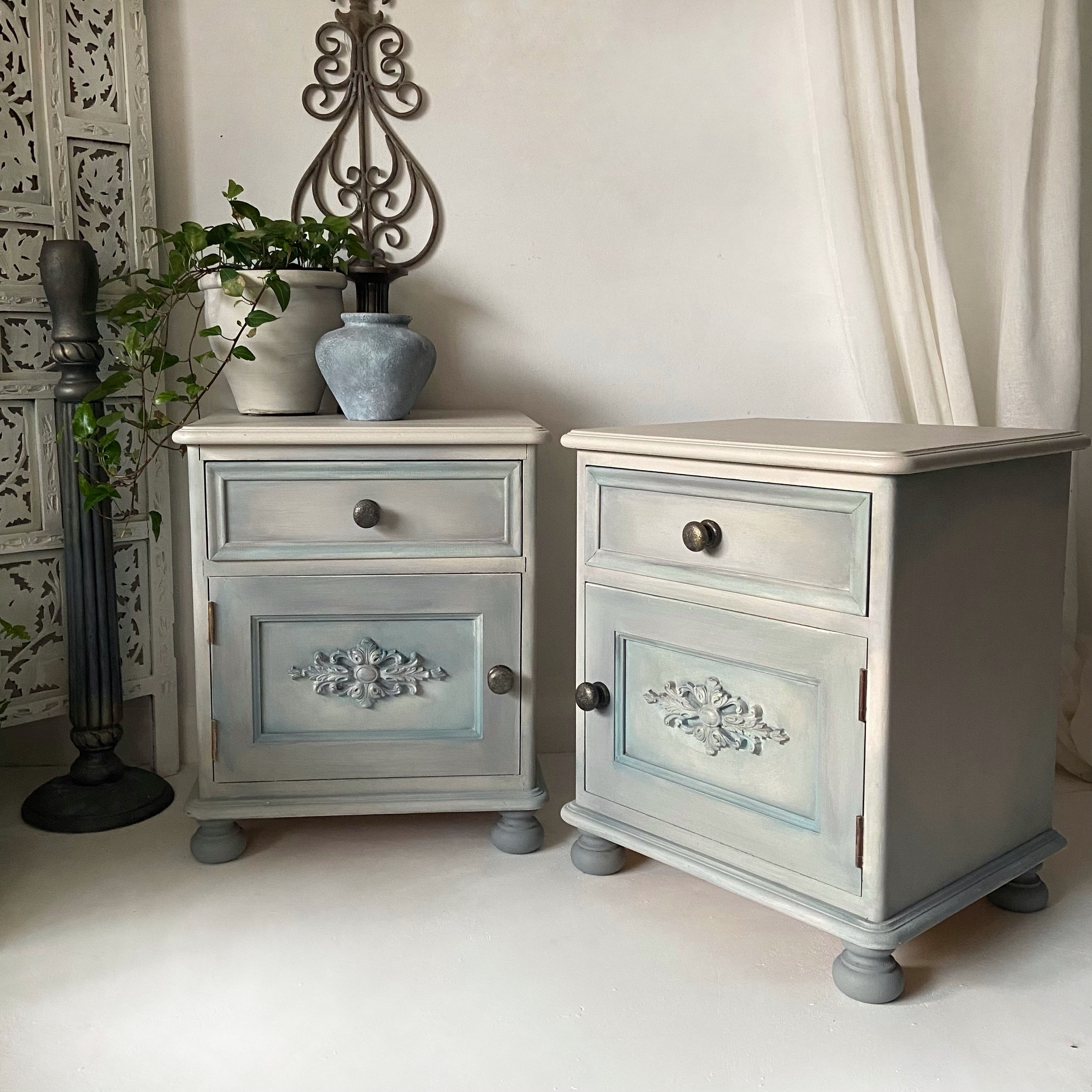 Pair of Pine Bedside Cabinets Painted Etsy