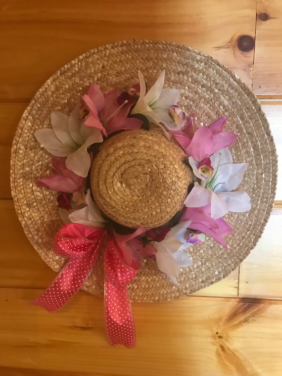 Straw Hat Beautifully Decorated With Lilies - Etsy