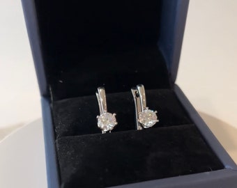 Moissanite White Gold Plated earrings