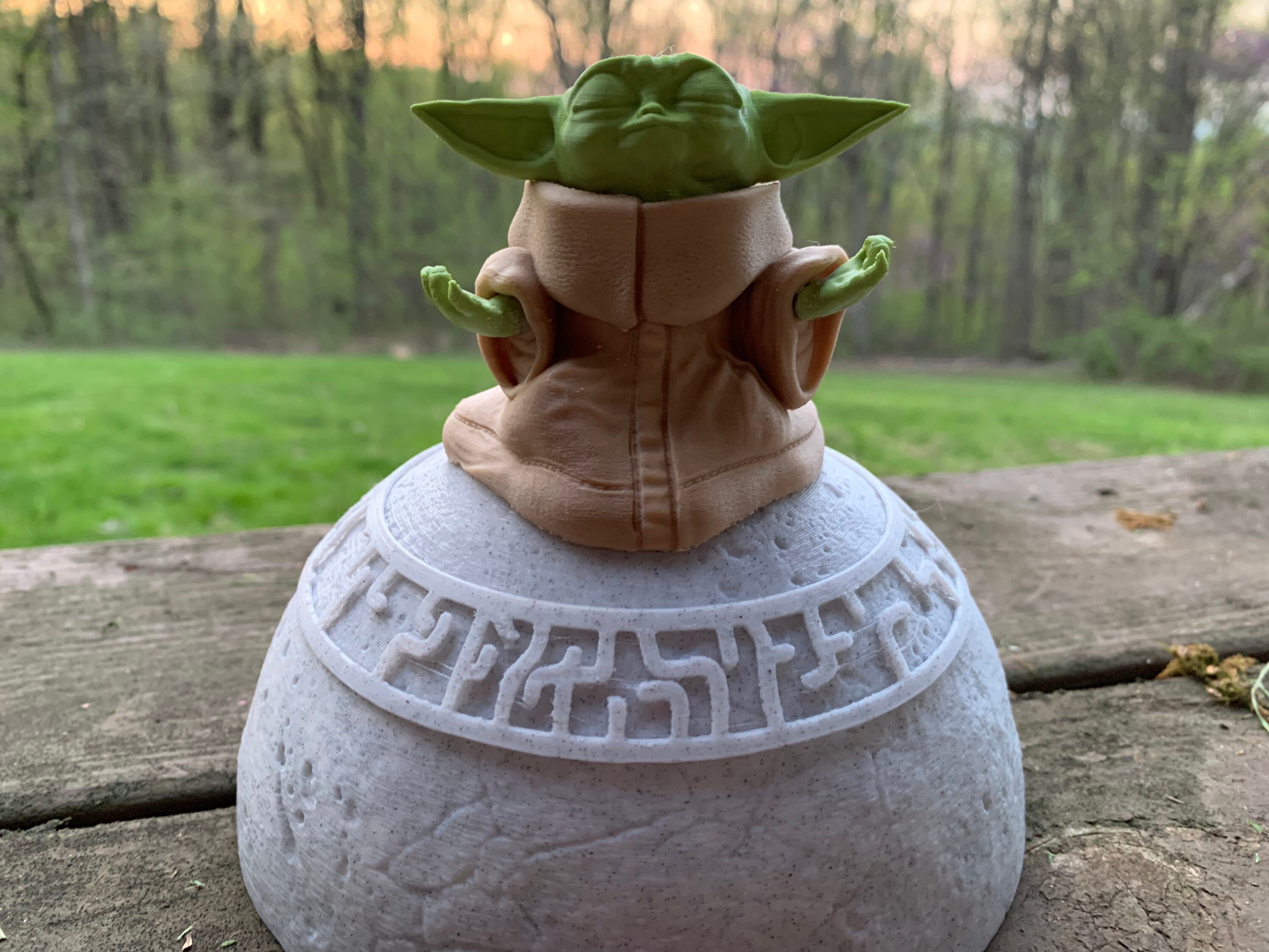 Grogu Aka Baby Yoda the Child Meditating on Jedi Stone Etsy Australia