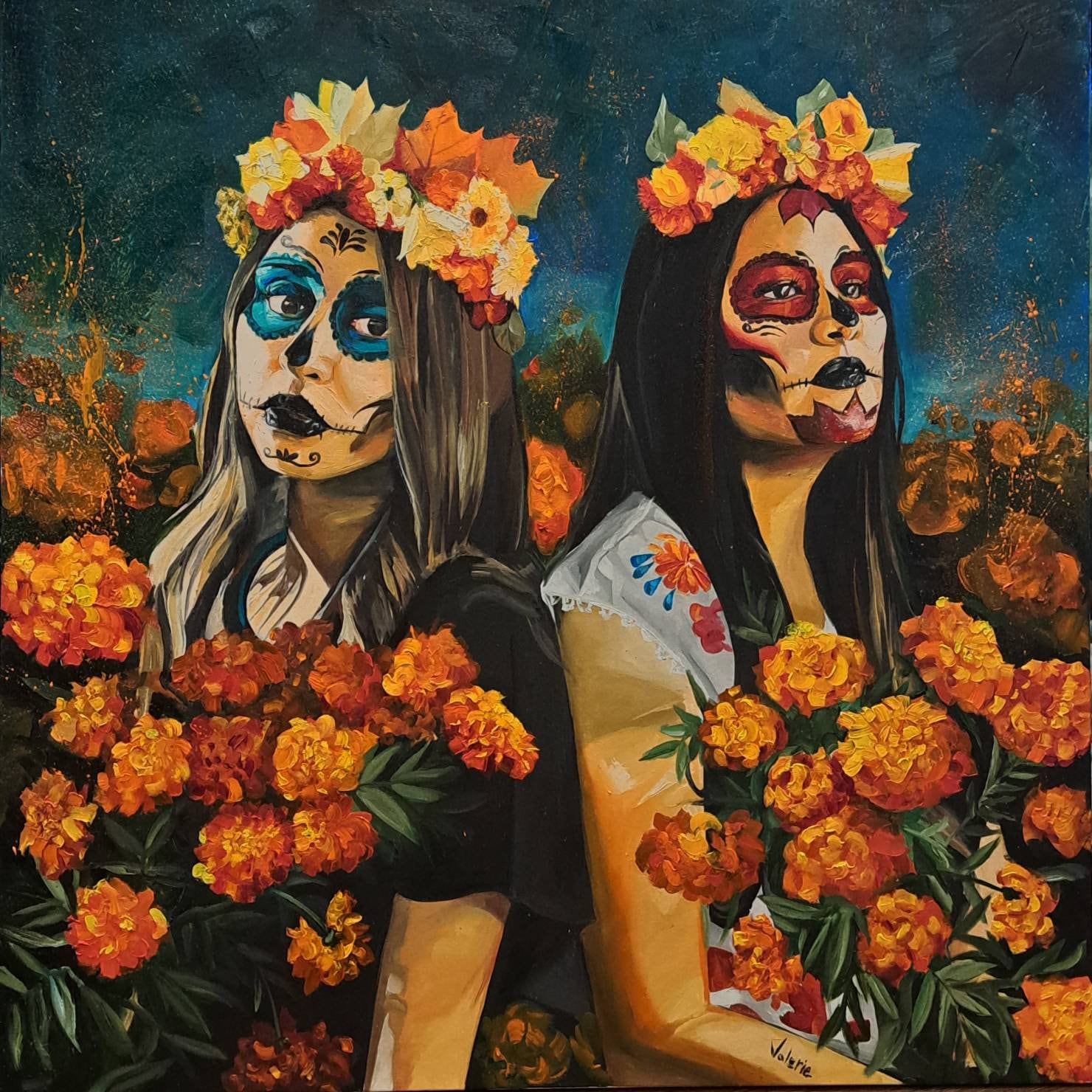 額縁込みメキシコ画家ミッドセンチュリー Cempasuchil De Mi Corazon - Original Oil Painting - Etsy