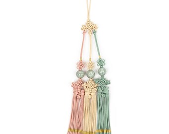Handmade Ornament with real stone, Handmade Tessel,  Korean Traditional Knot(Maedeup), 3Colored NORIGAE, Home Decoration