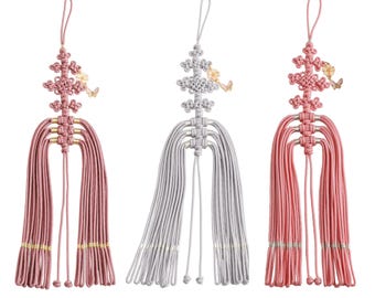 Octopus Foot-Shaped Korean Traditional Knot Home Decoration with Flowers and Butterfly Beads (Large)