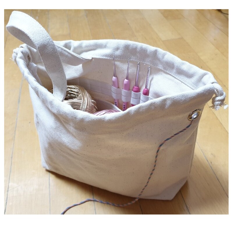 Knitting Bags Pouch with Crochet holders Yarn holders Hole for yarn to do Knitting Cotton broad cloth
