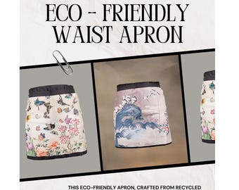 Eco-Friendly Waist Apron – Made from Recycled PET Bottles, Korean Culture Apron, Korean Traditional Design, Half Apron, Gift, Waterproof.