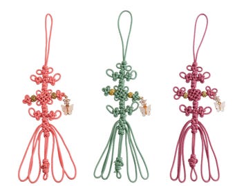 Small Bag Accessory, Multiple use, Korean Traditional Knot, Home Decoration with Flowers and Butterfly Beads (Small)