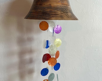 Hand Carved Wood Bell Wind Chimes