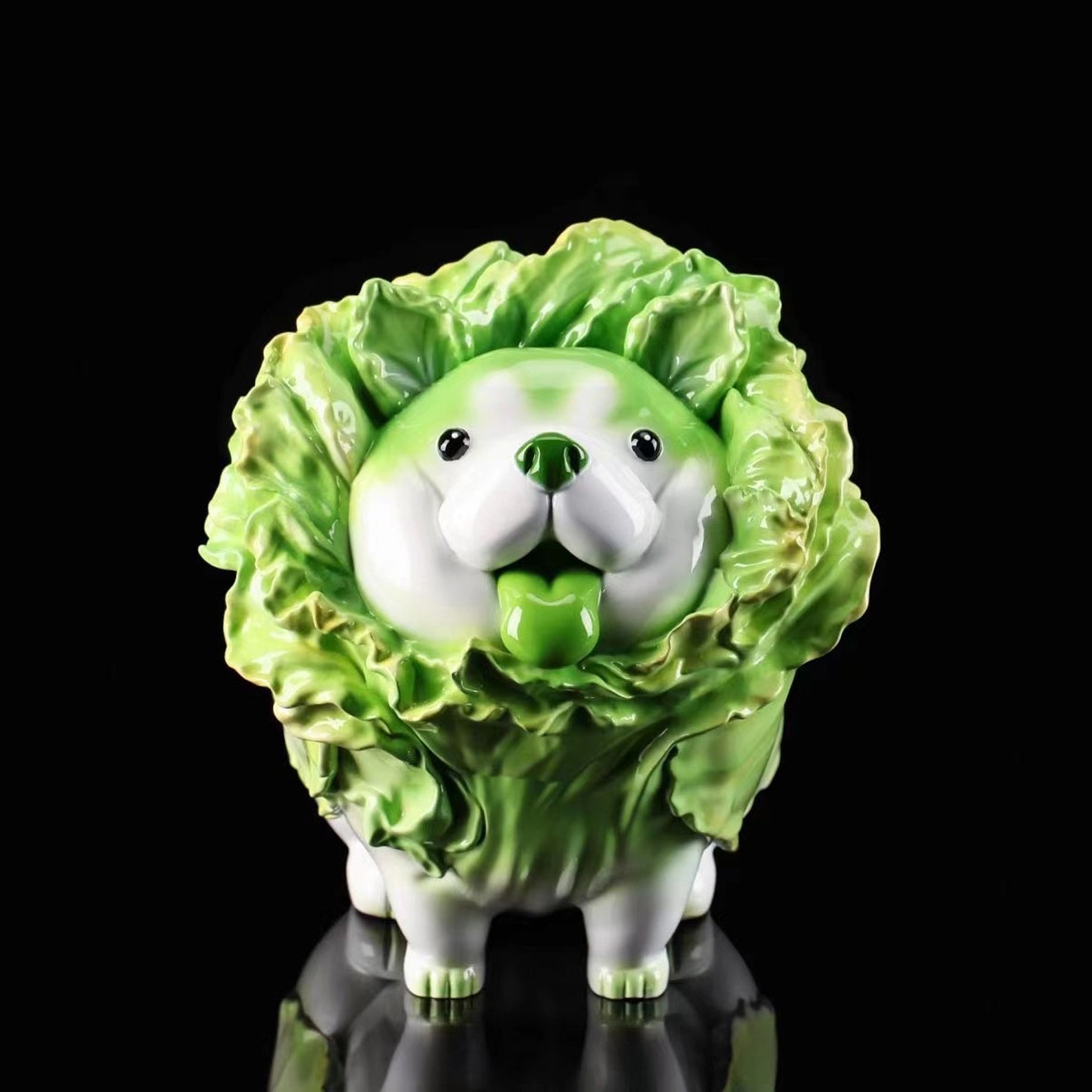 Lovely Cabbage Dog Miniature Polystone Vegetable Fairy Etsy