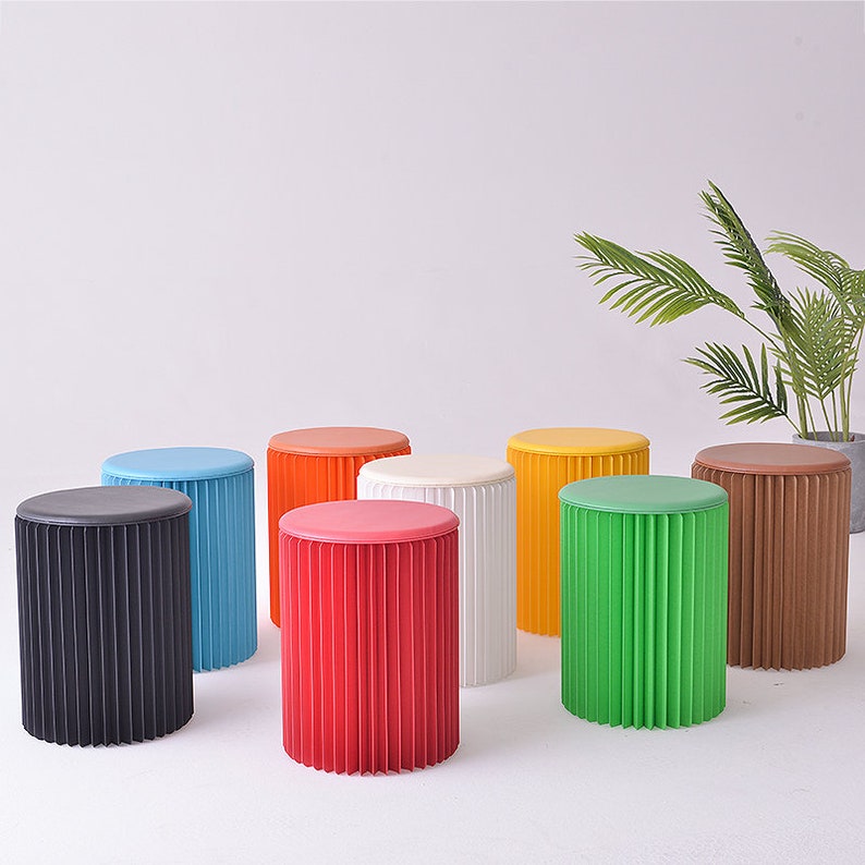 Folding Stool Paper Artistic Stool Paper Bench Folding Round Etsy
