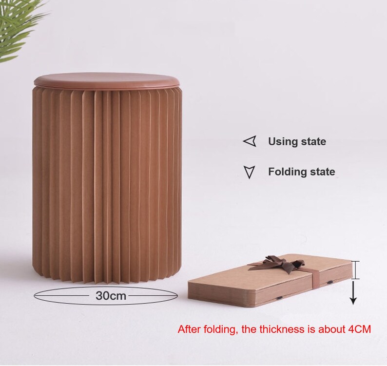 Folding Stool Paper Artistic Stool Paper Bench Folding Round Etsy