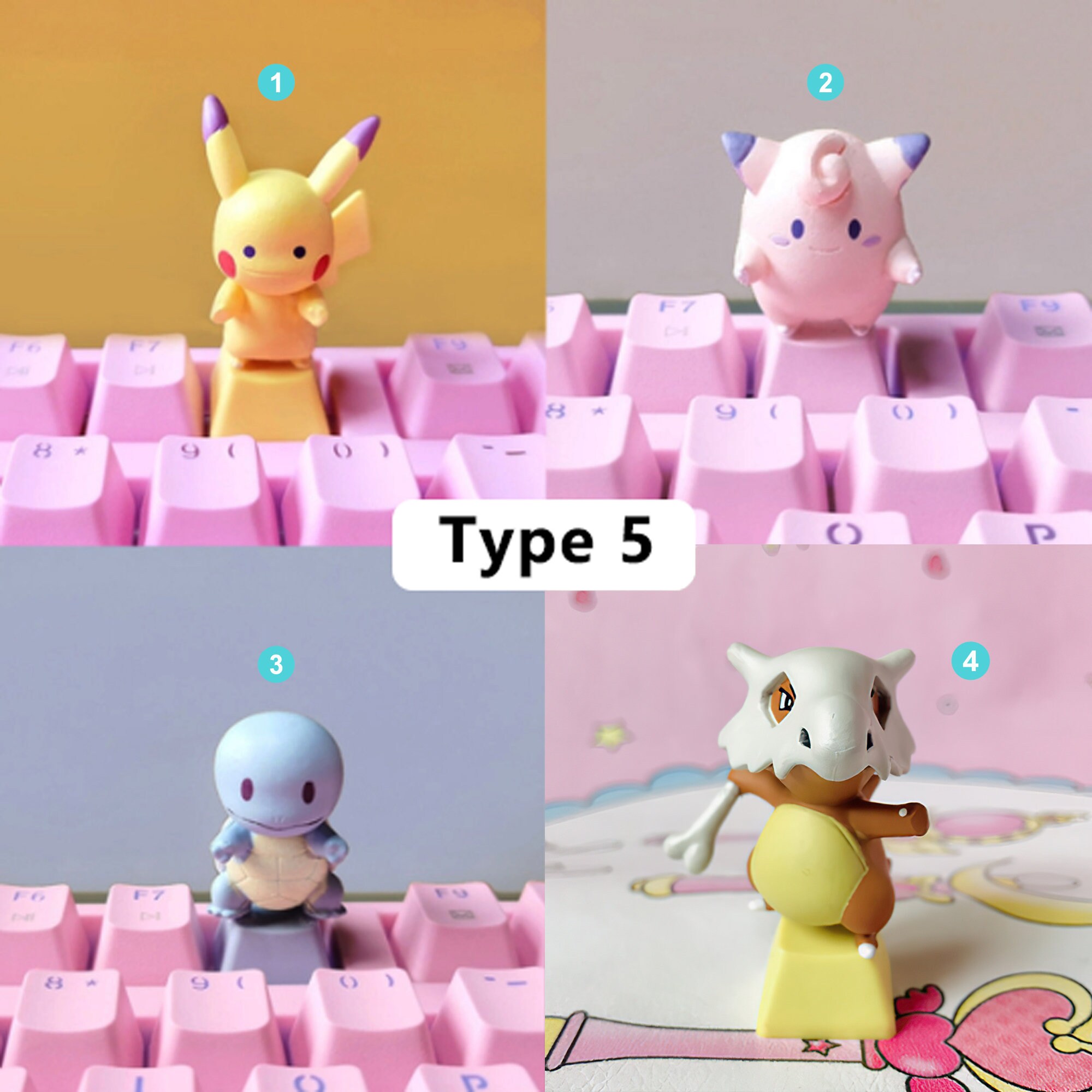 Pokémon Series Keycaps Pack of 4 Custom Keycaps Etsy