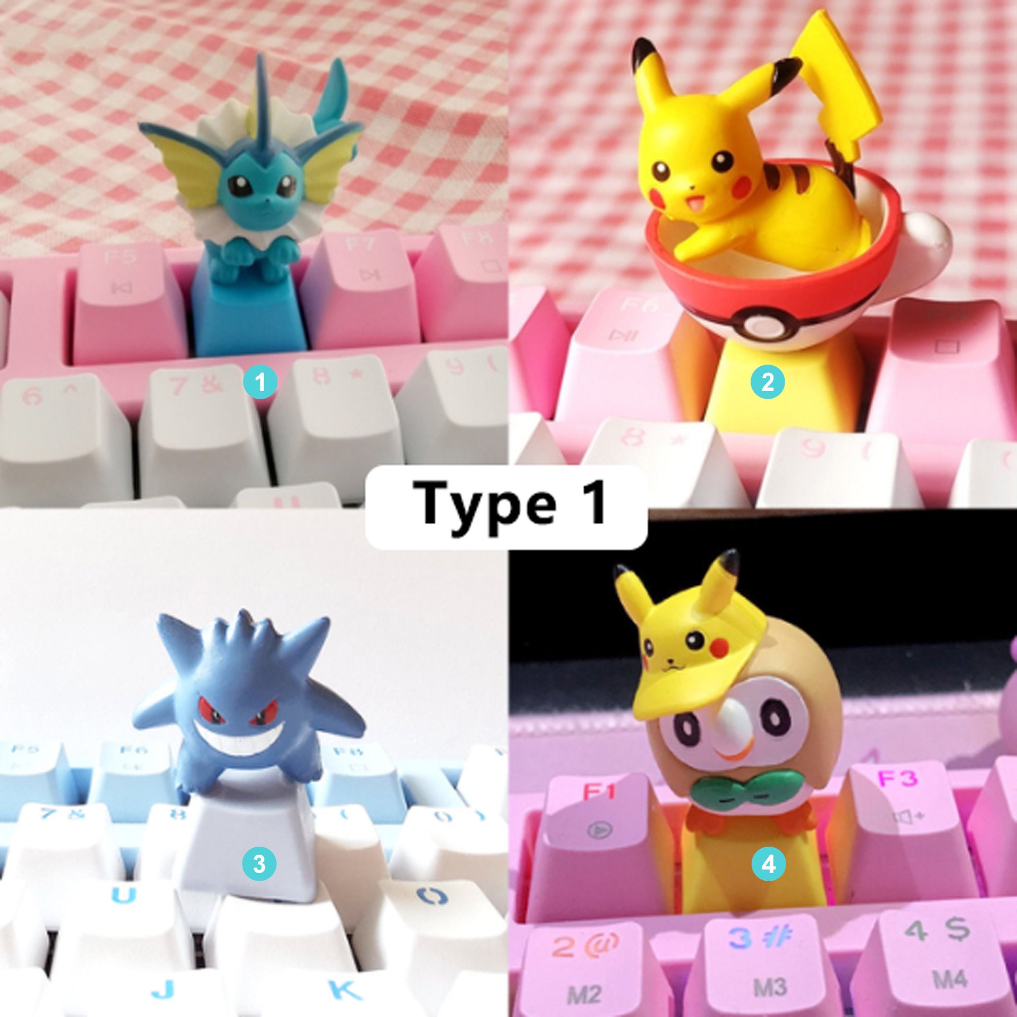 Pokémon Series Keycaps Pack of 4 Custom Keycaps Etsy