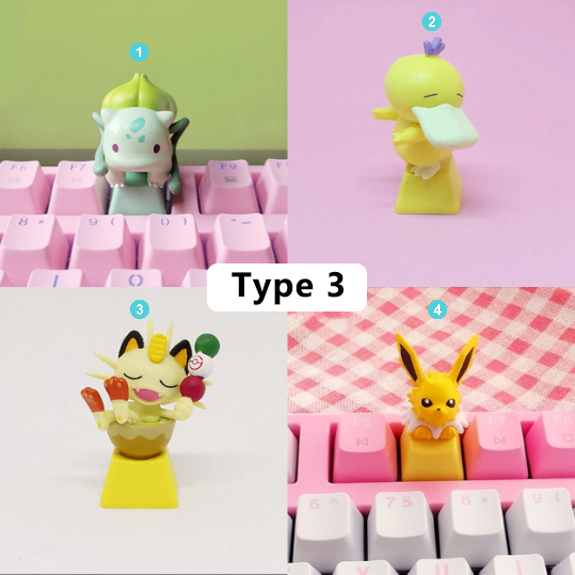 Pokémon Series Keycaps Pack of 4 Custom Keycaps Etsy
