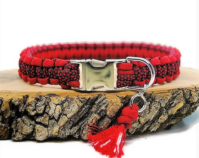 Red Diamond Bi-Color Dog Collar - 2cm Width | Woof Leash