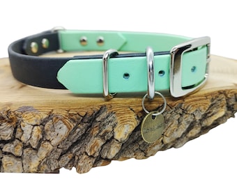 Biothane Bi-color Collar Chic and Joy Model 16mm Matching Leash Option | Woof Leash