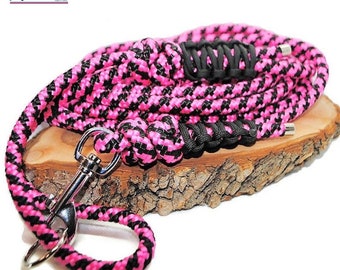 Wouf leash - Pink and black loin 8mm