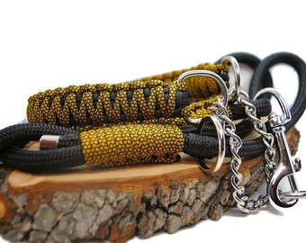 Golden Diamond dog collar and leash. Stainless steel chain collar size 38cm to 80cm width 3cm