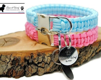 Plain pink or plain blue dog collar - width 2cm | Woof leash