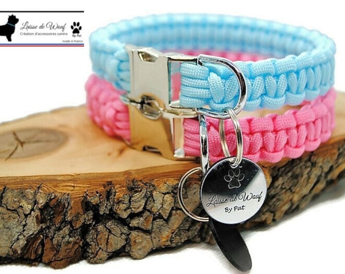 Plain pink or plain blue dog collar - width 2cm | Woof leash