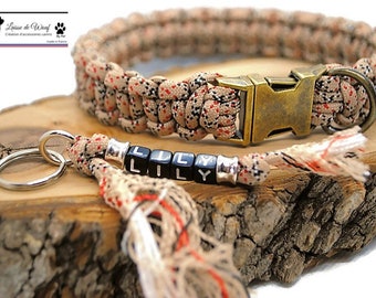 Dog collar Wouf leash Tartan beige width 2cm