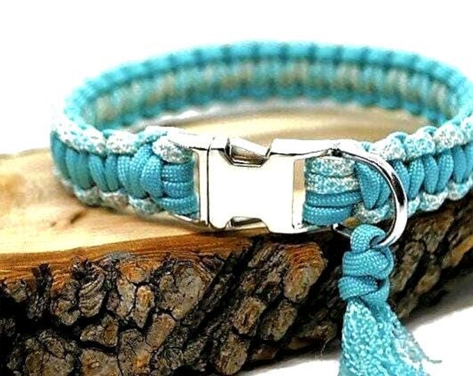 Turquoise Bi-Color Dog Collar - width 2cm | Woof Leash