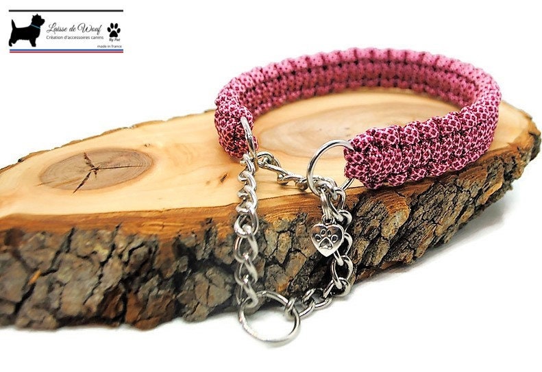 Collier Chien Pink Diamond - Largeur 2cm Laisse de Wouf