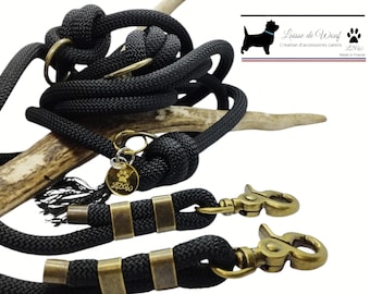 Woof Leash | 3-Point Leash Black Collection Antique Brass | 10mm