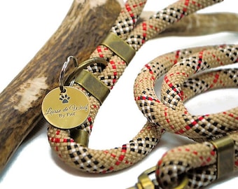 Beige Tartan Woof Leash 10mm Paracord Dog Leash