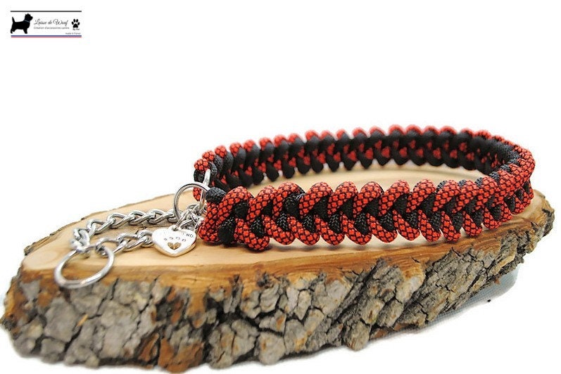 Collier Chien Shark Noir/Orange - Largeur 2cm Laisse de Wouf