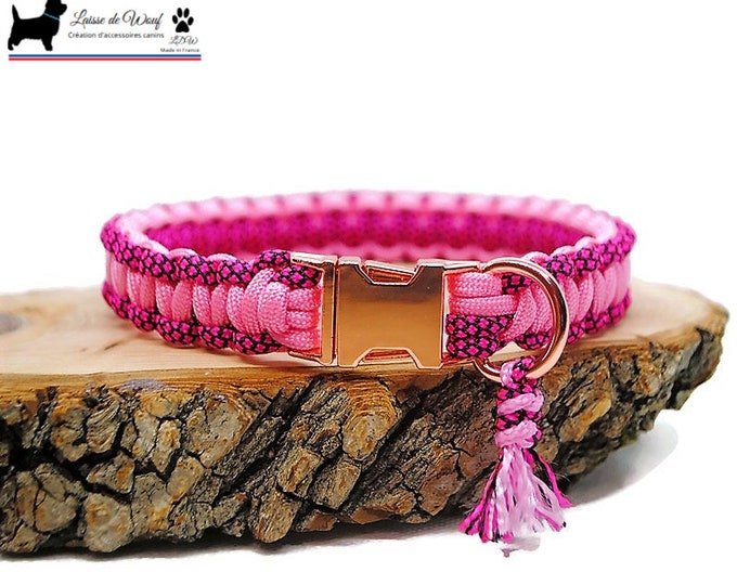 Rose/Pink Diamond dog collar - width 2cm | Woof leash