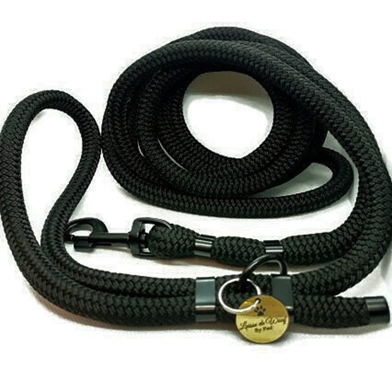 Black wouf leash leaves for dog rope 12mm