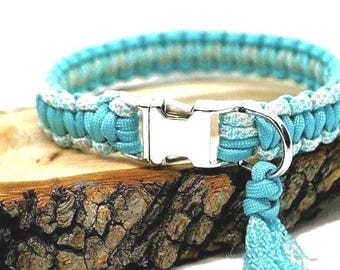 Turquoise Bi-Color Dog Collar - Width 2cm | Woof Leash