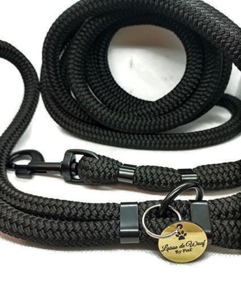 Black wouf leash leaves for dog rope 12mm